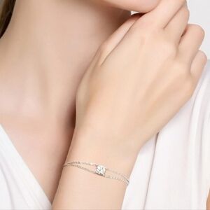 14k GOLD OVER 925 Solid Sterling Silver MOISSANITE ADJUSTABLE Bracelet